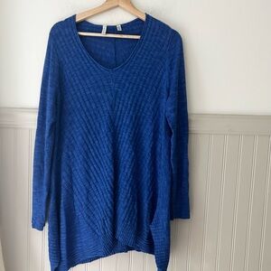Lightweight Tunic Size Large Blue V-Neck Women's Sweater